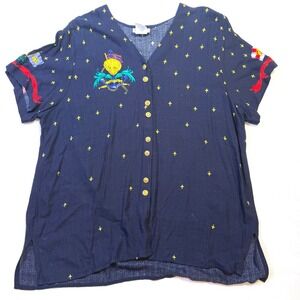 Vintage Kathie Lee Rayon Blouse Nautical Flag Print Women's 22W USA Made